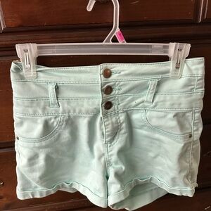 Refuge Green Jean Shorts with Rolled Hem